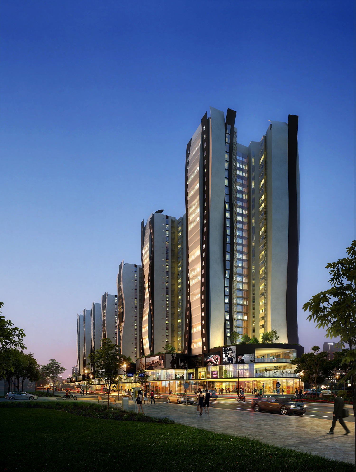 گالری عکس 3 پروژه بزرگ و چندمنظوره شهر جییوان چین  عکس برج مسکونی عکس شهرسازی عکس طراحی شهری عکس طراحی نما عکس معماری چین عکس هتل برج